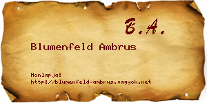 Blumenfeld Ambrus névjegykártya